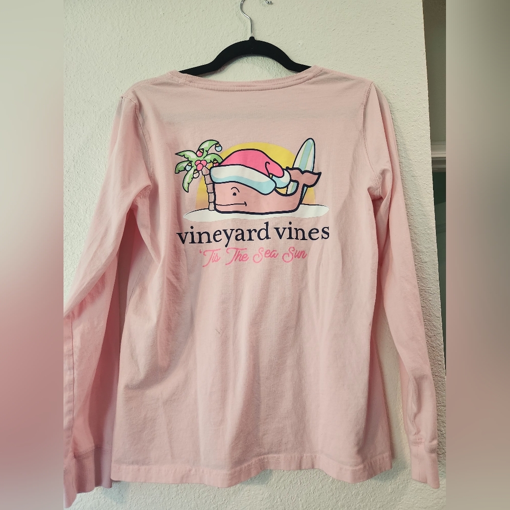 Vineyard Vines Festive Pink Long Sleeve Tee